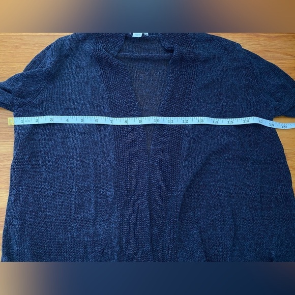 J Jill Long Cardigan Duster Sweater SZ XS Linen Blend Navy Open Front Loose Knit - Picture 6 of 9